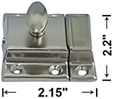 QCAA Oval Turn Cabinet Latch, for Cupboard & Other Furniture, Large, Satin Nickel, 2 Pack, Made in Taiwan