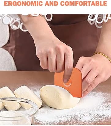 Pan Scraper, 10 Pcs Plastic, Non Scratch for Cast Iron, Pot and Pan Cleaning, Sturdy Scraper Kitchen Tool-Orange