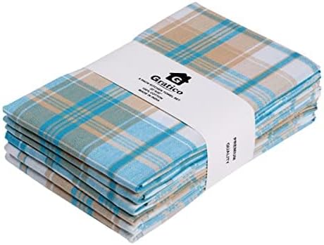 Premium Kitchen Towels Sets 20x30 in Cotton Dish Towels for Kitchen Turquoise/Beige Dish Cloths for Washing Dishes Hand Towels for Kitchen Tea Towels & Bar Mops for Kitchen - Set of 6