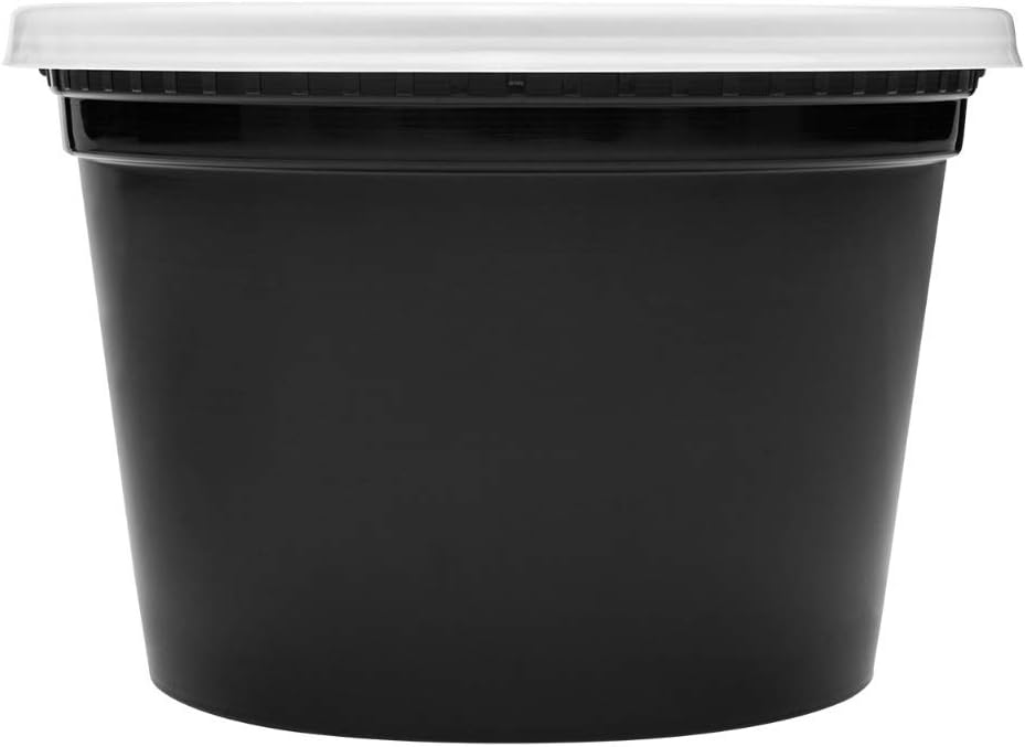 Karat [16oz - 240 ct Black PP Injection Molded Round Deli Containers with Lids (FP-IMDC16-PPB)