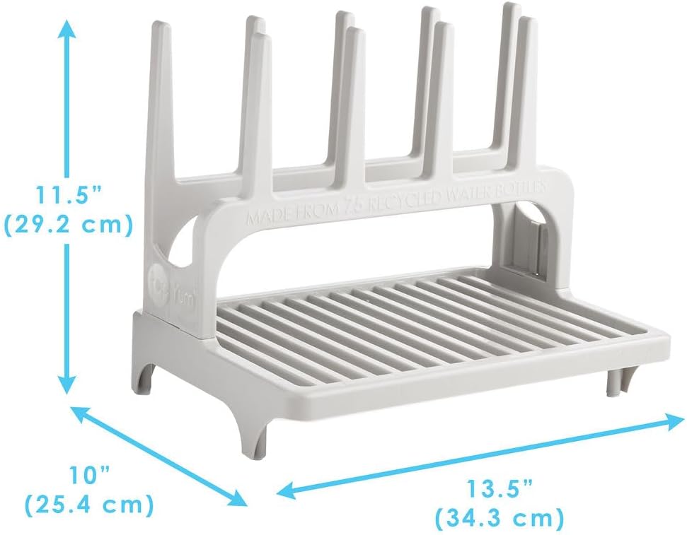 PopYum Seattle Gray Space Saving Drying Rack from 100% Recycled Bottles, countertop for Baby Bottle, Plastic Bags, Cups, Glass, tumblers, Compact