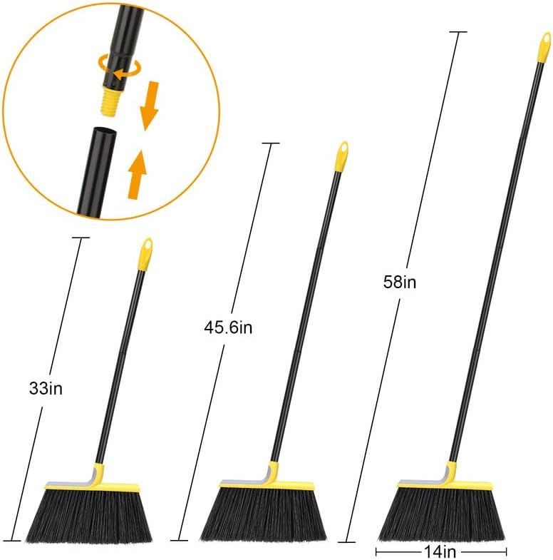 KeFanta Outdoor Broom for Floor Cleaning,58" Heavy-Duty Commercial Broom for Sweeping Concrete Courtyard Garage Patio Indoor Home Kitchen Office Lobby