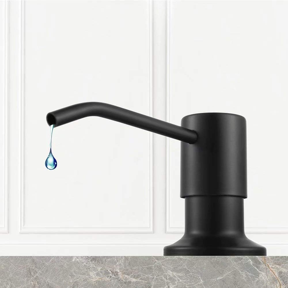 Soap Dispenser for Kitchen Sink, Built in Sink Soap Dispenser Lotion Dispenser with 17 Ounce Bottle, Stainless Steel Sink soap Dispenser, Black