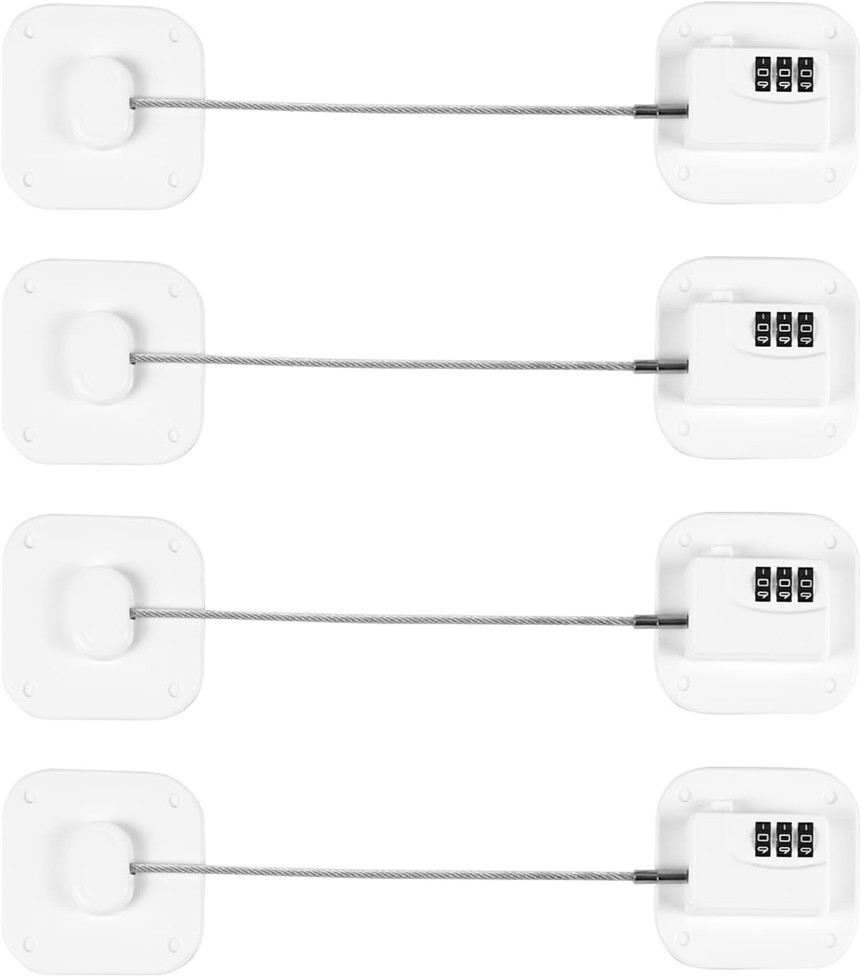Refrigerator Lock, Combination Lock for Refrigerator Cabinets, Drawers, Heavy Duty Fridge Lock, Easy Install No Keys Needed (White-4Pack)