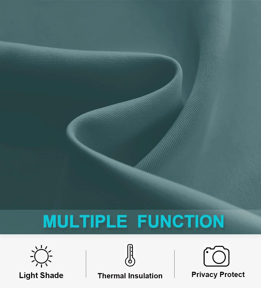 RYB HOME Blackout Curtains for Bedroom, Privecy Thermal Insulating Energy Saving Window Curtains for Bathroom Kitchen Kids Nursery, Wide 42 x Long 45, Teal Blue, 2 Panels