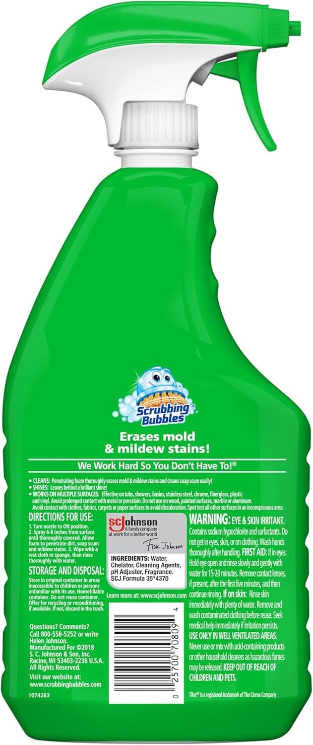 Scrubbing Bubbles Foaming Bleach Bathroom and Shower Cleaner Disinfectant Spray, Helps Erase Mold &