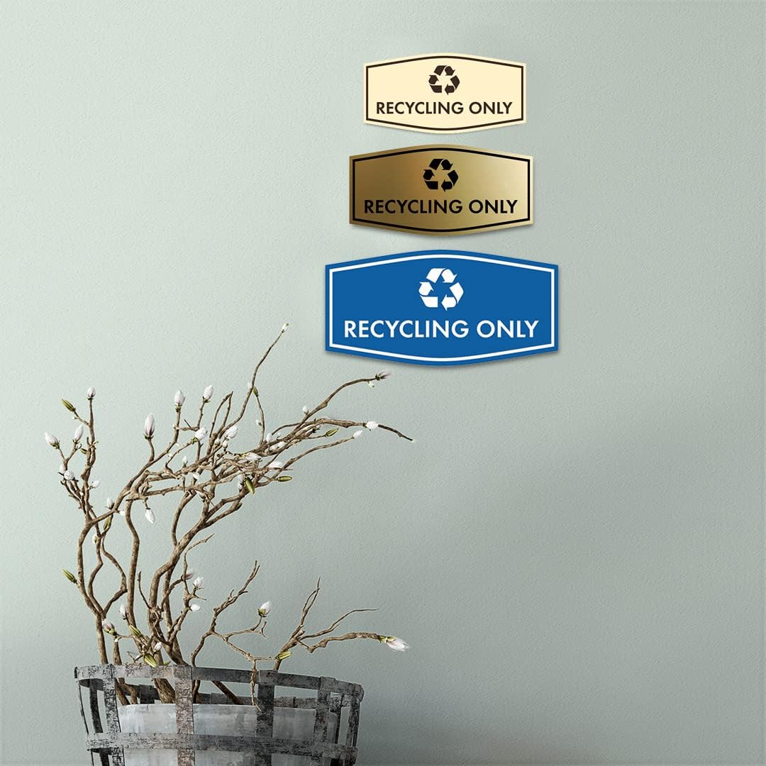 Fancy Recycling Only Sign (Navy Blue/White) - Large