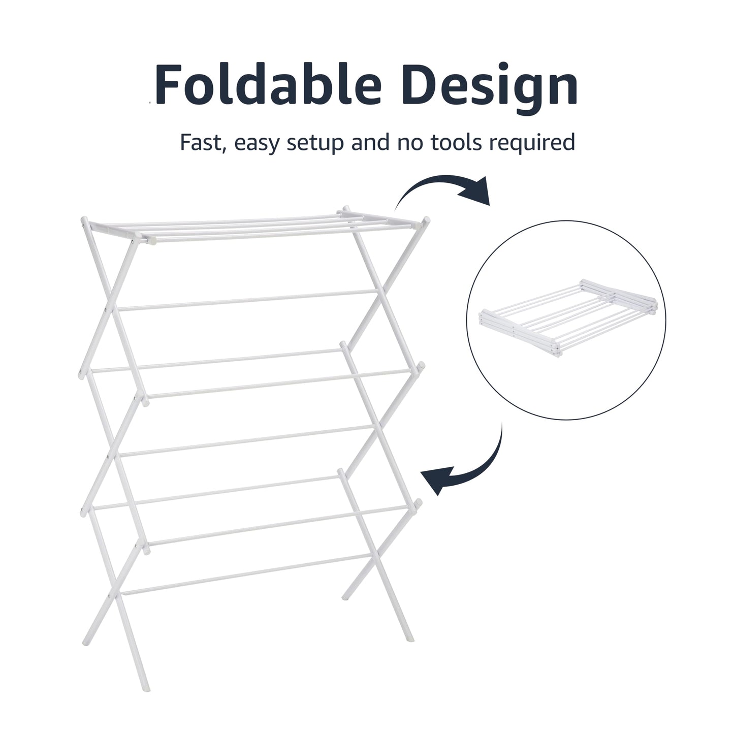 Amazon Basics Foldable Portable Clothes Drying Rack for Indoor Air Drying, Collapsible Design