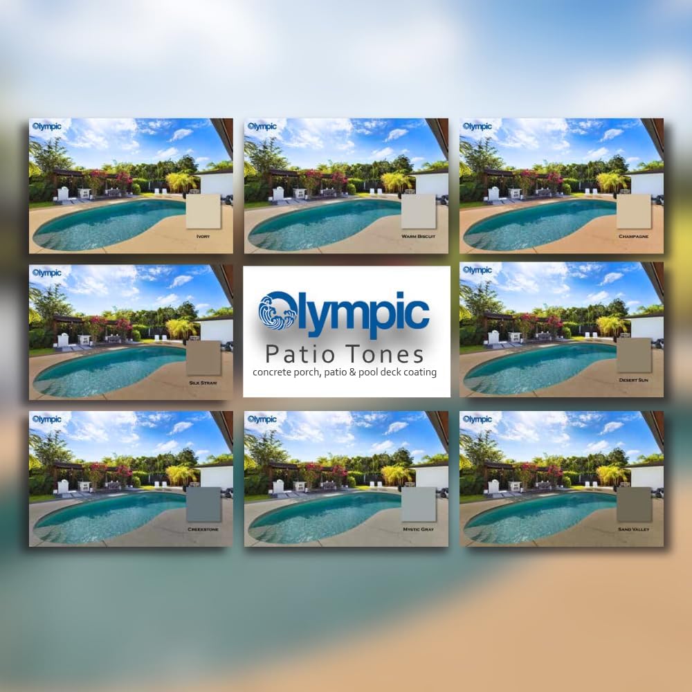 Olympic Patio Tones - Mystic Gray - 1 Gallon - Non-slip acrylic deck and patio coating, concrete restorer.