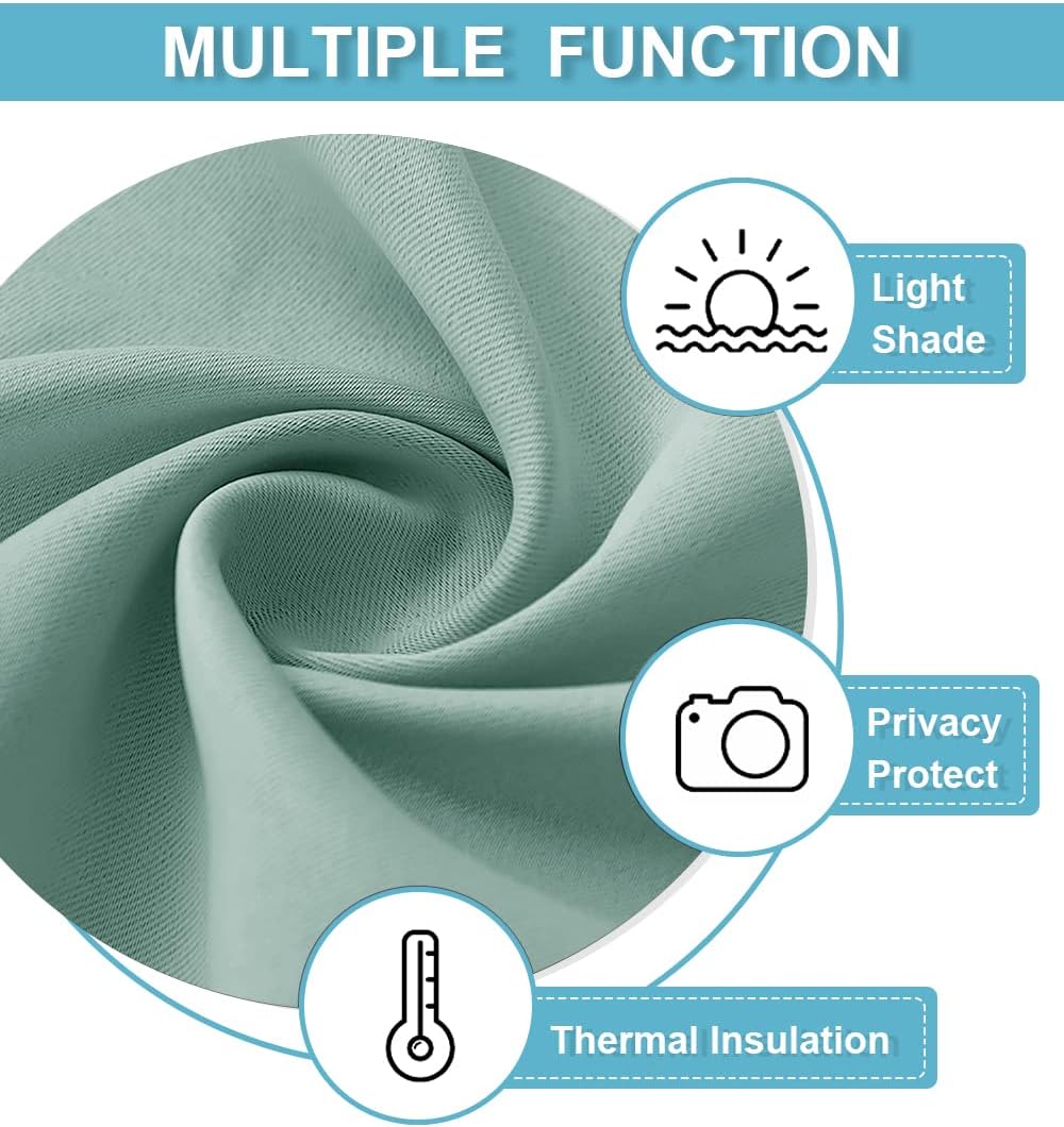 RYB HOME Room Darkening Kitchen Curtains 54 inch Length, Durable Privacy Window Drapes Thermal Insulated Panels Farmhouse Decor for Bedroom Studio Bathroom, W 42 x L 54 inches, Set of 2, Aqua