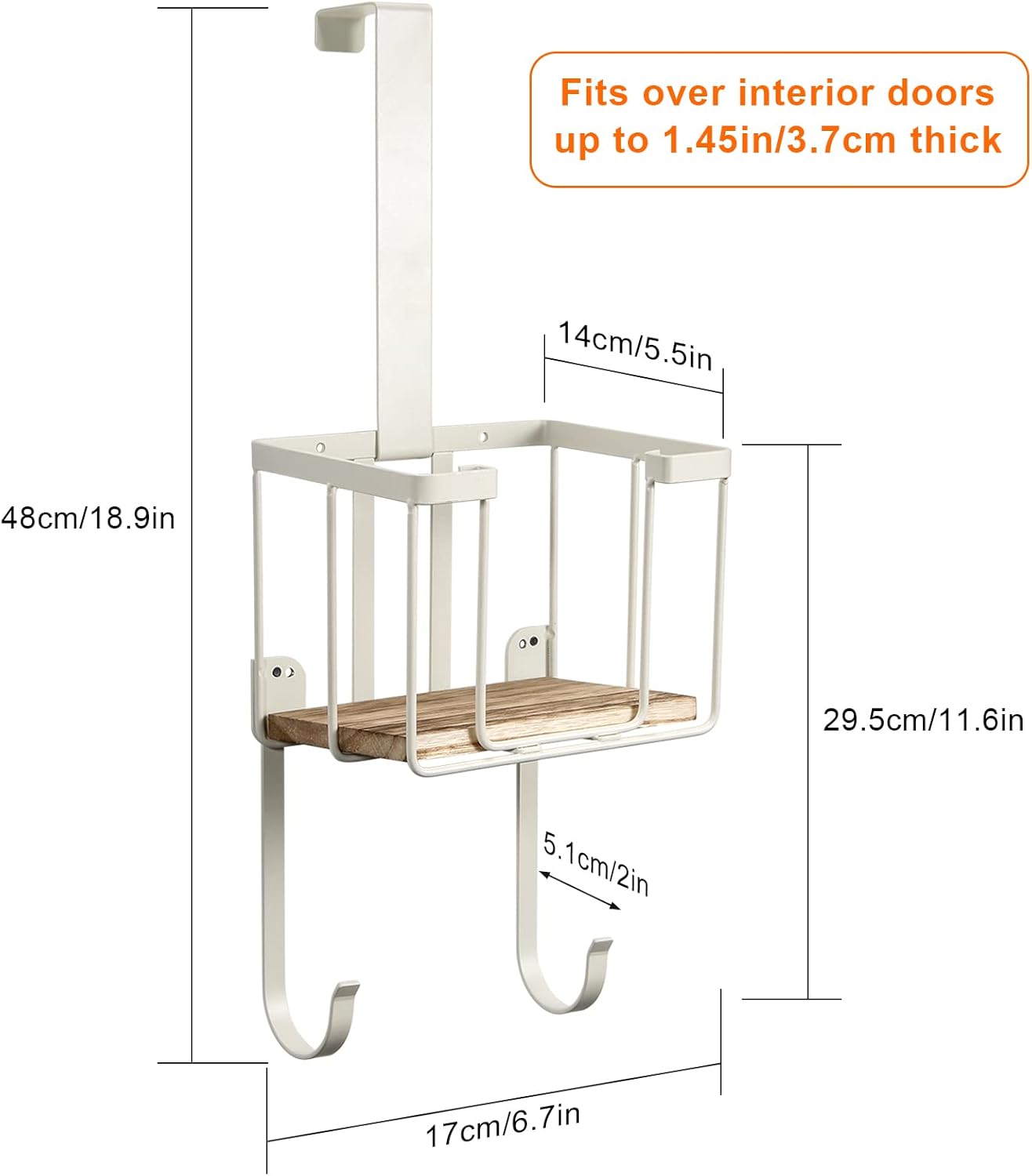 TJ.MOREE Over The Door/Wall Mount Ironing Board Hanger, Laundry Room Iron and Ironing Board Storage Holder, White