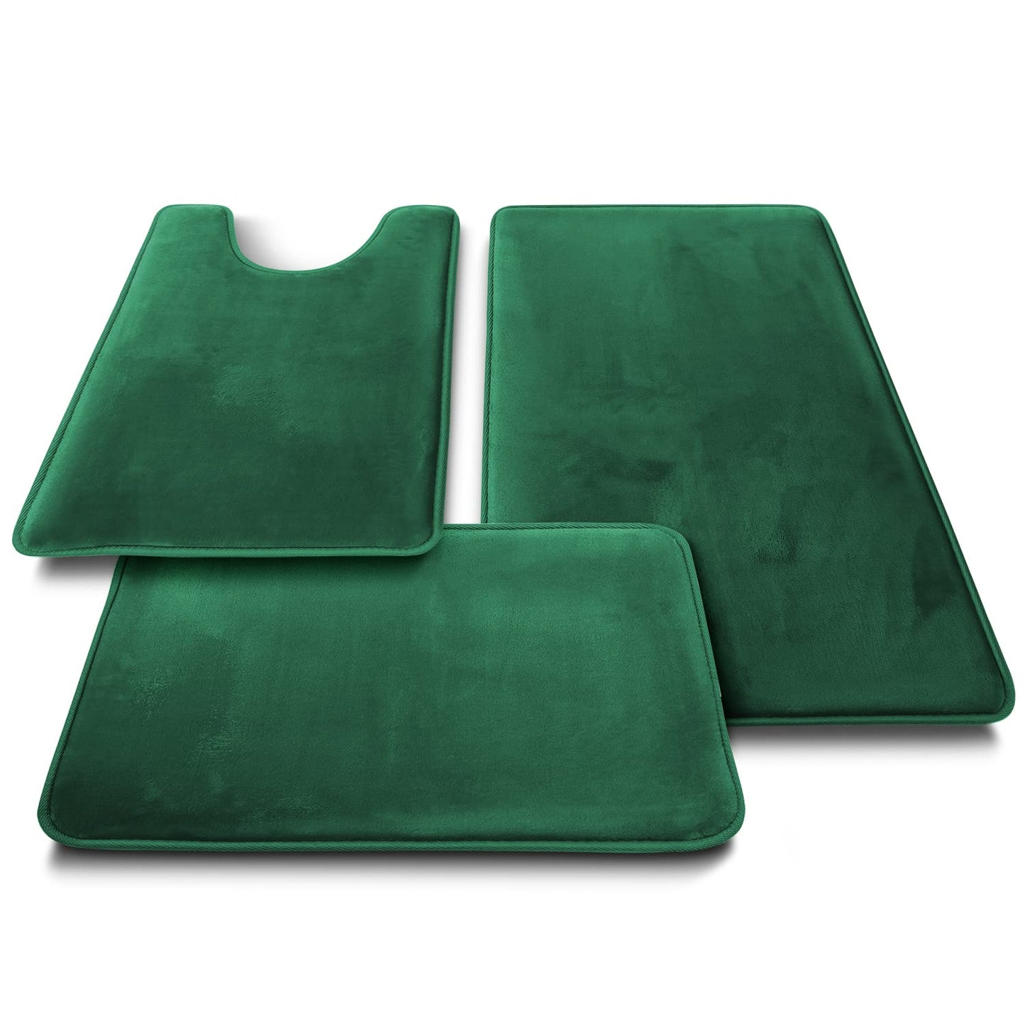 Clara Clark 3 Piece Bathroom Rugs Bath Mat Set, Velvet Memory Foam Bath Mats for Bathroom
