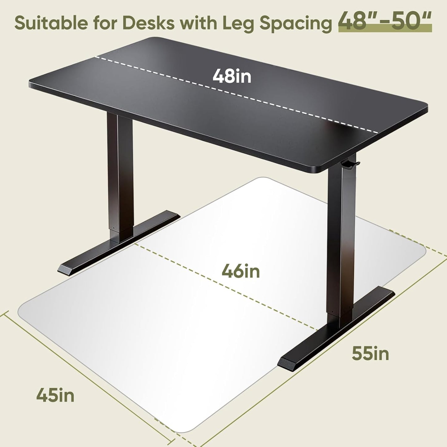 Office Chair Mat for Carpet & Hardwood, Upgraded 45" x 55" Dual Use Tempered Glass Chair Mat for Chair and Footrest Under Desk