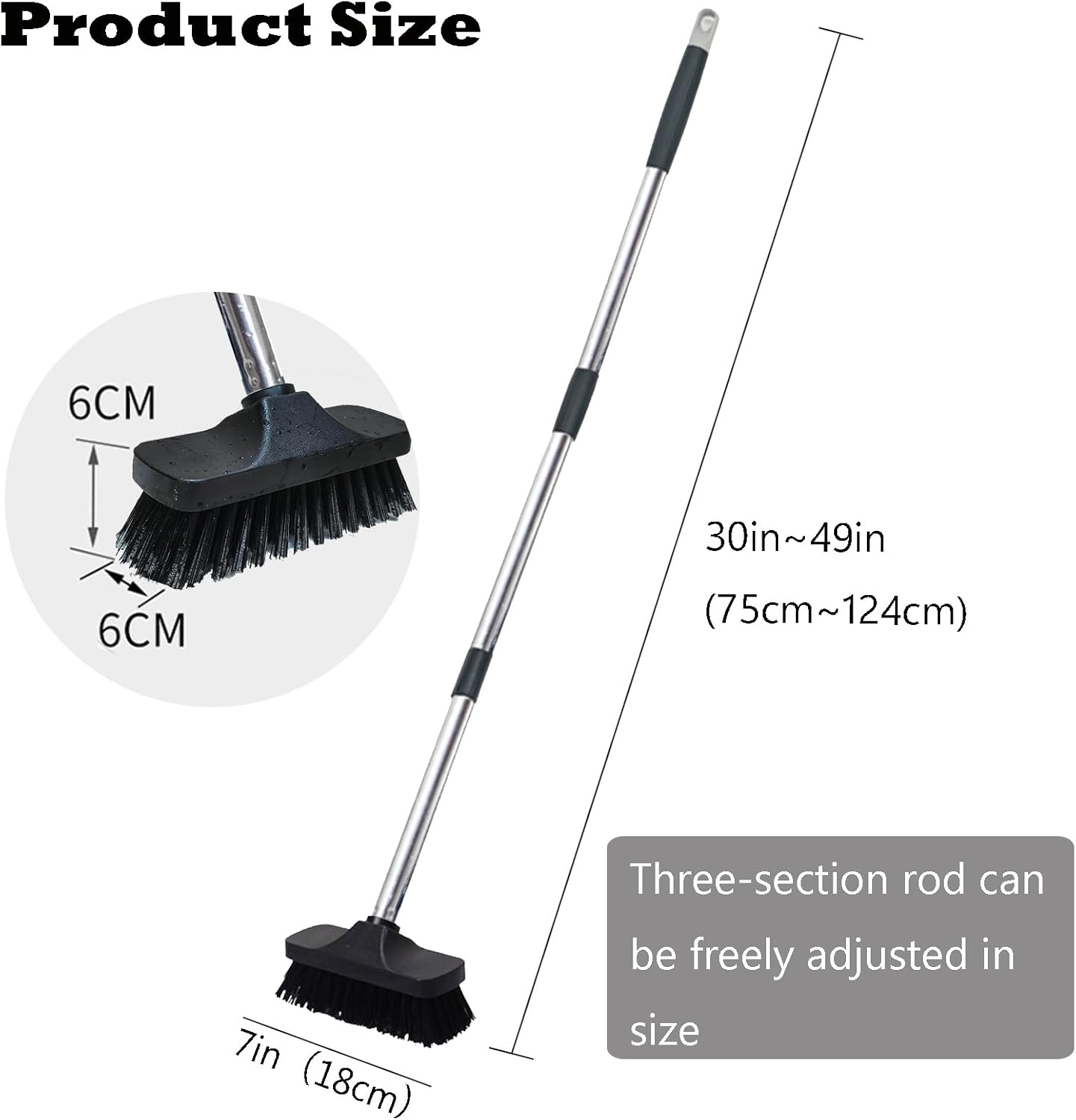 Push Broom Brush Stiff Bristles Floor Cleaning Brush Multi-Purpose Scrubber Brushes for Bathroom Bathtub Tile Floor Deck Patio