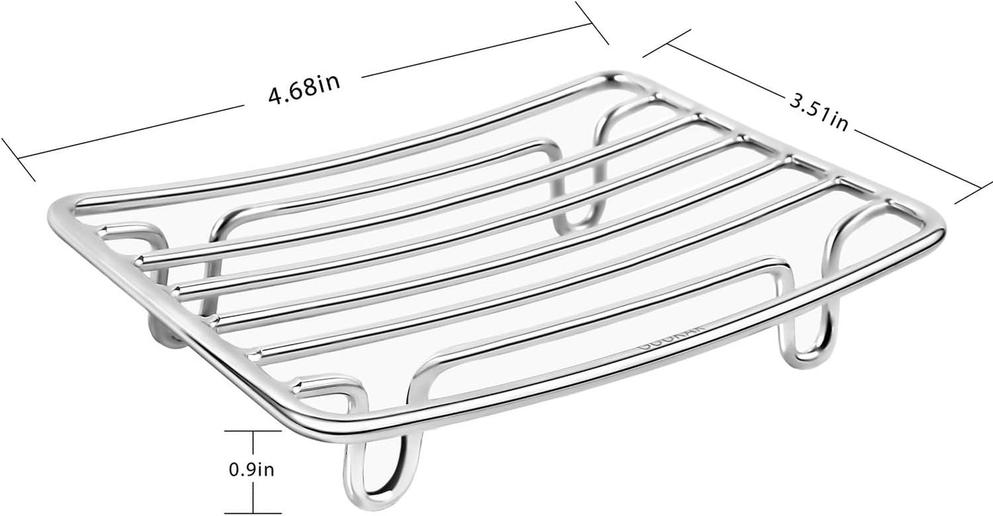 Bar Soap Dish Holder for Shower Bathroom Stainless Steel Rust Proof Self Draining, Chrome-1 Pack