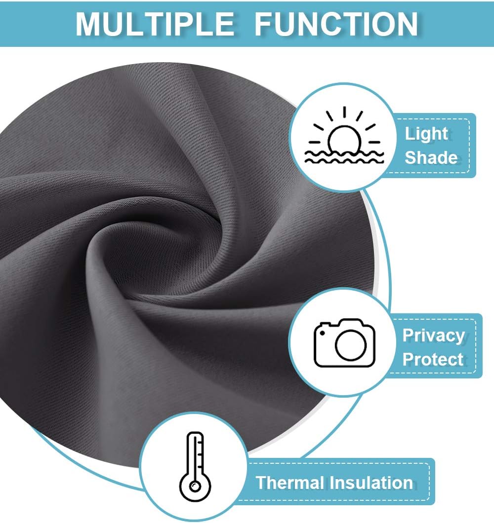 RYB HOME Mini Curtains for Small Window, Blackout Privacy Short Curtains Drapes Energy Efficient Shades for RV Camper Cafe Bathroom, W34 x L45 inches, Set of 2, Grey