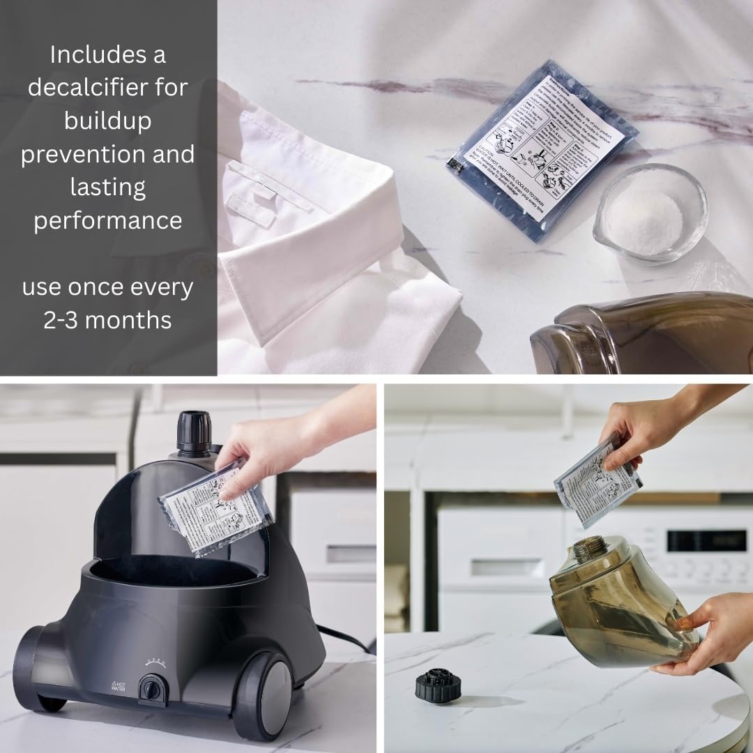 SALAV GS18-DJ Standing Garment Steamer with Roll Wheels for Easy Movement, 1.8L Water Tank for 1 Hour Continuous Steaming, Adjustable Pole for Storage, Includes Descaler Packet, 1500 watts