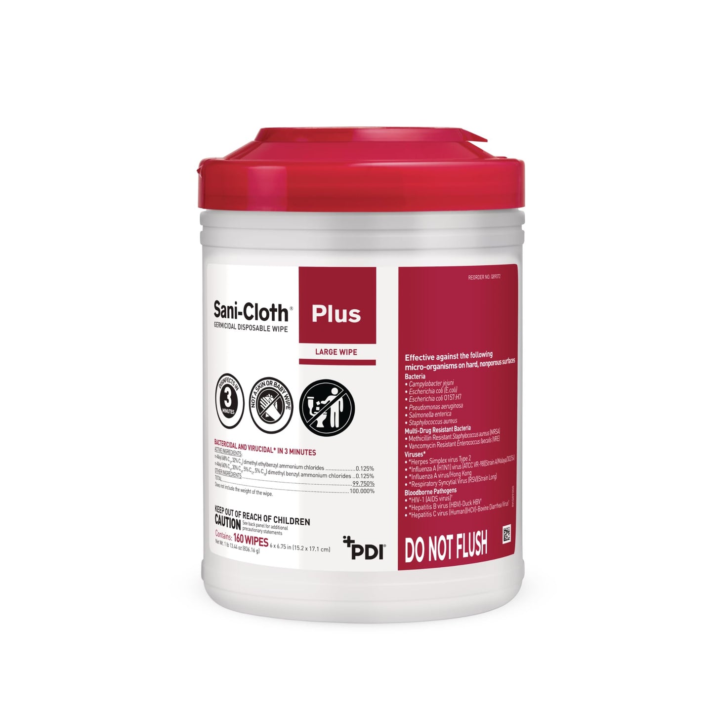 Sani-Cloth Plus Hard Surface Disinfectant Wipe, 160 Count, Q89072 - Case of 12 = 1920 Wipes