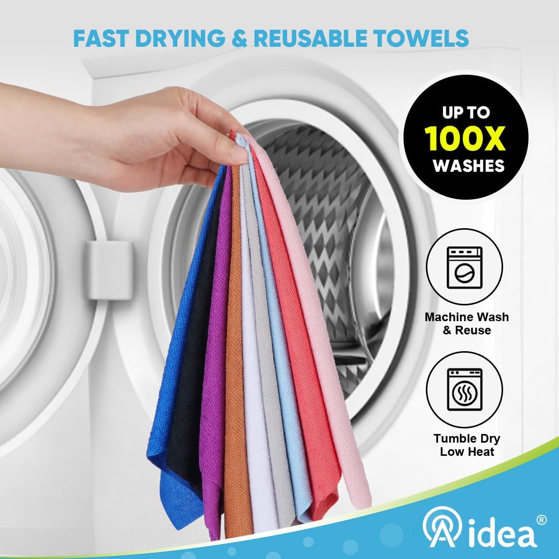 AIDEA Microfiber Cleaning Cloth Roll, 50PK, Black Microfiber Towels for Cars, Reusable Paper Towels Tear Away Cloth, Shop Rags, Lint Free Cleaning Rags for House, Kitchen, Window, 11.5"×11.5"