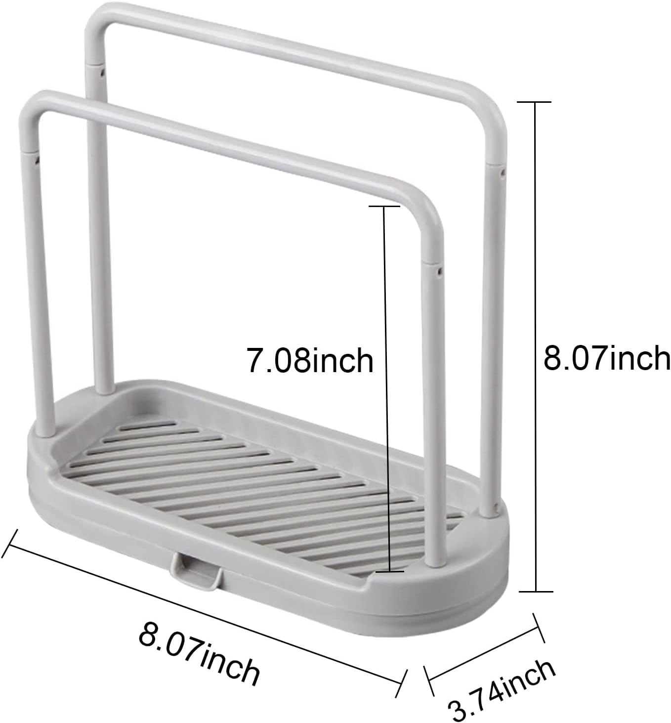 Kitchen Sponge Holder Dishcloth Hanger, Kitchen Sink Rack Tray Organizer Stand for Sponge, Dish Cloth, Rag, Brush, Scrubber Storage and Organization (Grey)