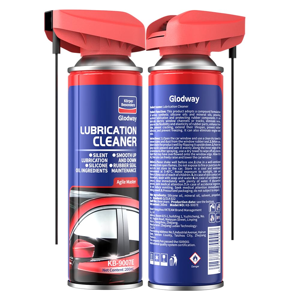 Glodway Automotive Window Door Seal,Silicone Seal Lubricants,Track Lube for Electric Windows,Noise Reduction with Smart Straw Sprays 2 Ways,10 OZ (Pack of 1)