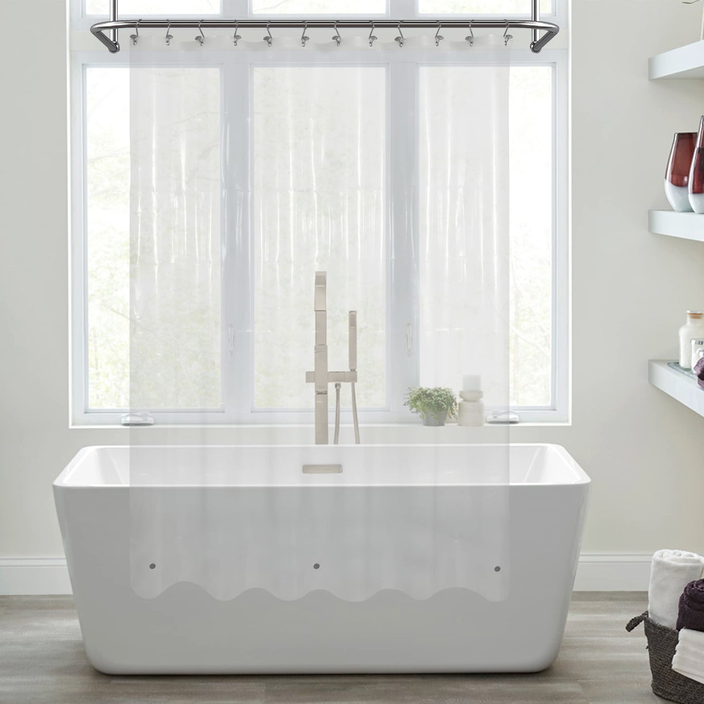 Mrs Awesome Clear Shower Curtain Liner with 3 Magnets, 72x72