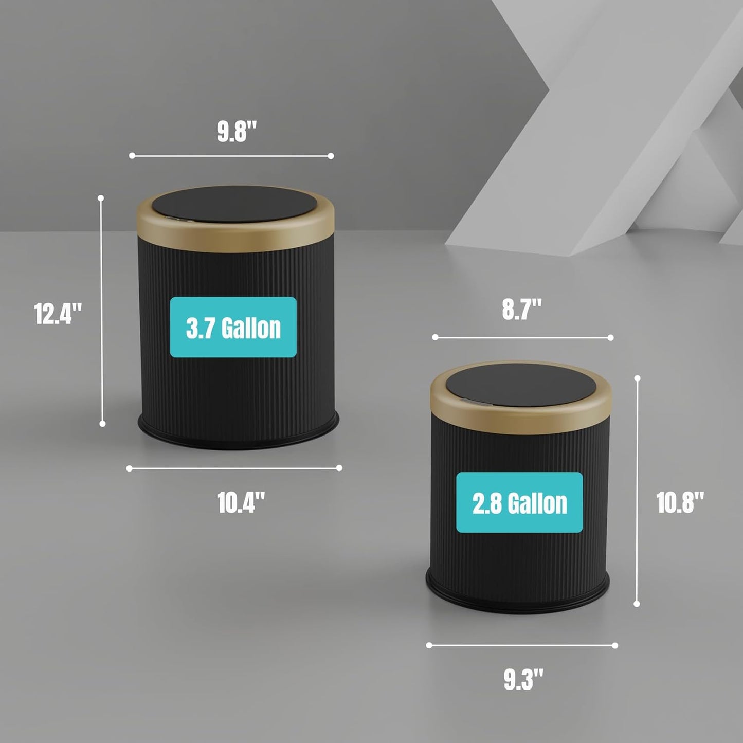 URALFA 3.7 Gallon Motion Sensor Bathroom Trash Can with Lid,Automatic Waterproof Touchless Garbage Can, Smart Plastic Trash Bins Suitable for Toilet, Office, Bedroom, Kitchen (Dark Grey)