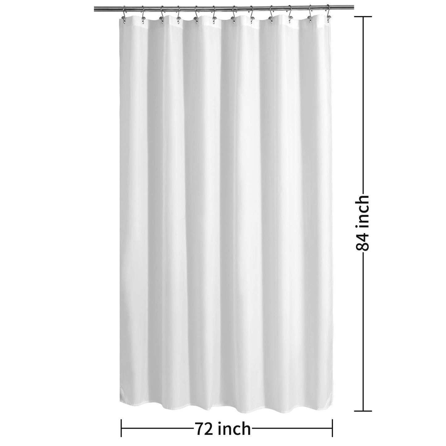 ALYVIA SPRING Extra Long Waterproof Fabric Shower Curtain Liner White 72x84