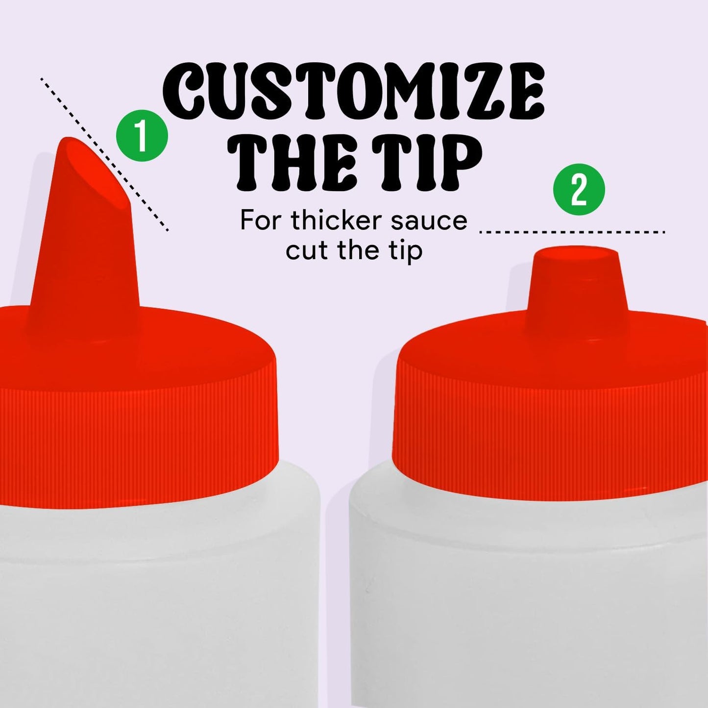 Norcalway 16 oz Condiment Squeeze Bottles for Sauces - Leak Proof - 6 Pack