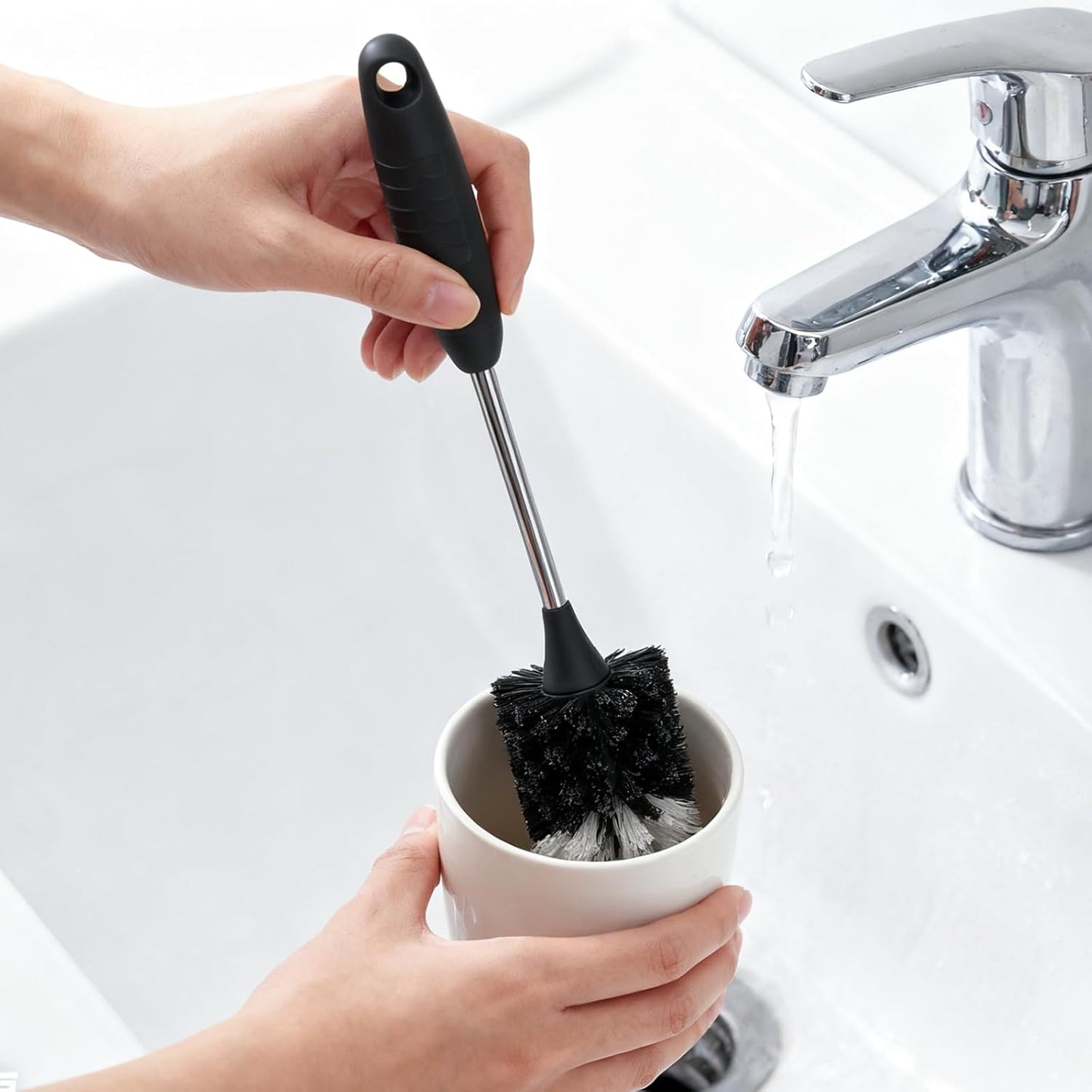 SetSail Bottle Brush of 3 Pack, 13-in Long Stainless Steel Handle Water Bottle Cleaner Brush Non-Slip Grip Bottle Brushes for Cleaning Water Bottles Sport Bottles Coffee Mugs Glasswares Cups, Black