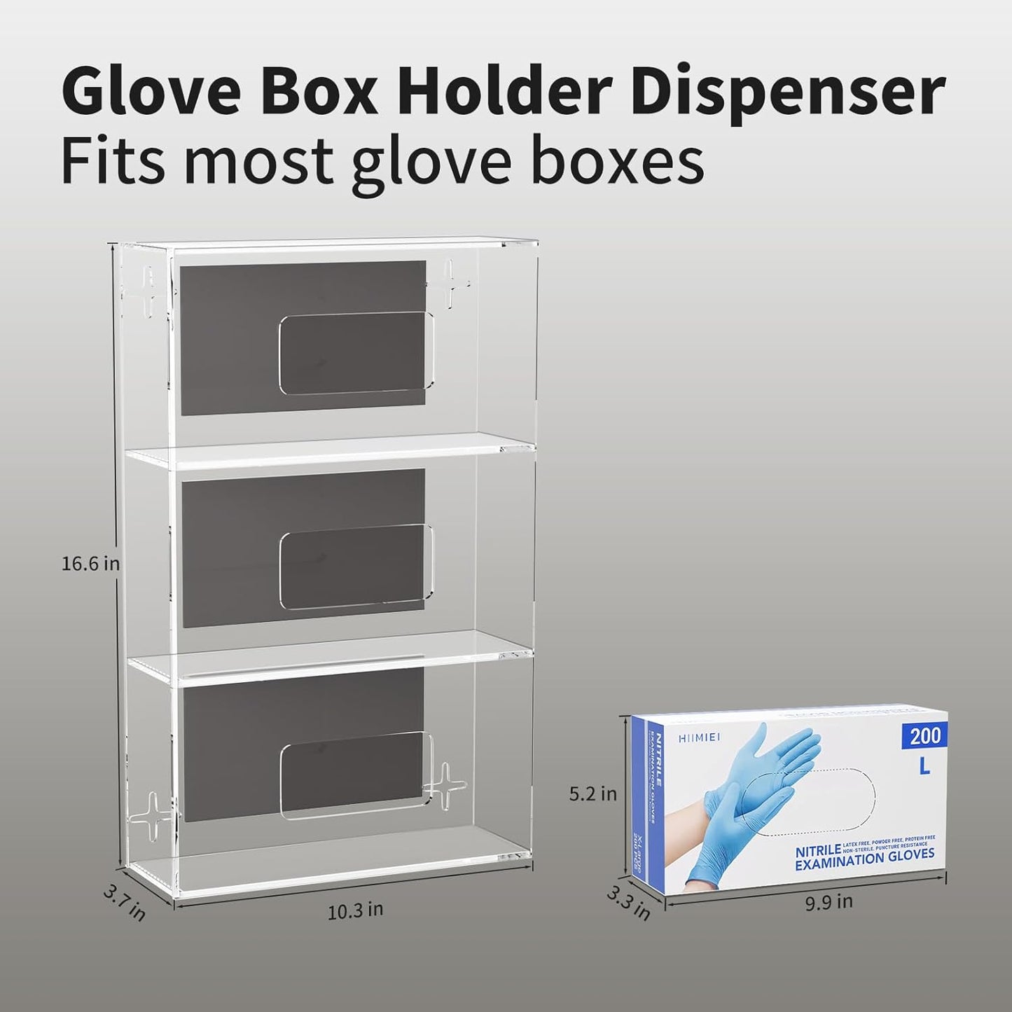 HIIMIEI Glove Holder for Wall Mount: Magnetic Gloves Box Holder, Acrylic Disposable Rubber Latex Glove Dispenser