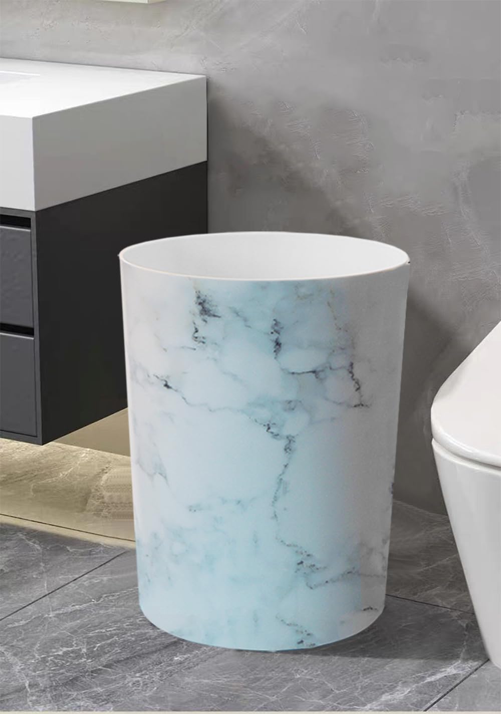 Feisco Small Trash Can for Bathroom, 2 Gallon Trash Can Trash Bin Wastebasket Garbage Can for Kitchen,Bathroom Office, Bedroom,Dorms,Laundry Room (White, 1 Pack)