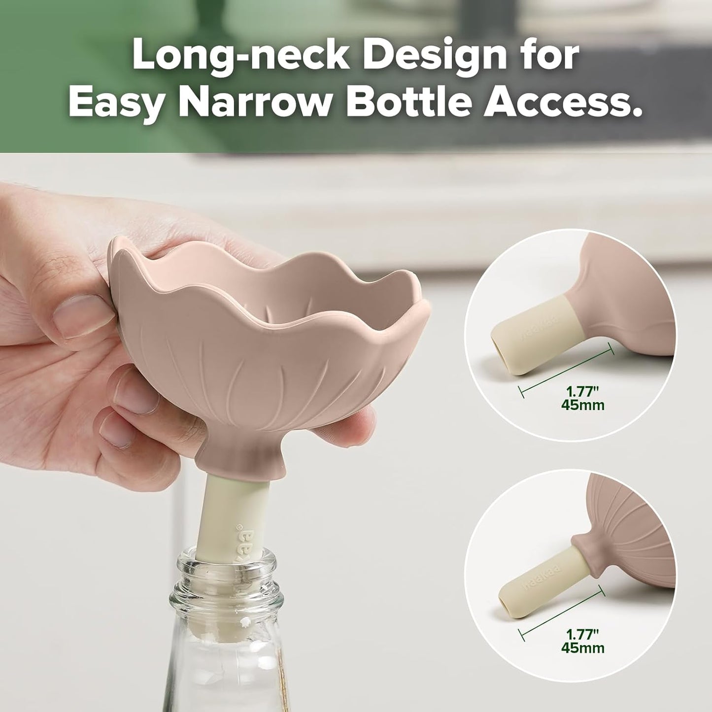 Haakaa Silicone Flower Funnel Set β Dual-Size Silicone Funnels for Kitchen Use, Small Funnels for Filling Bottles, Compatible with Haakaa Pouches