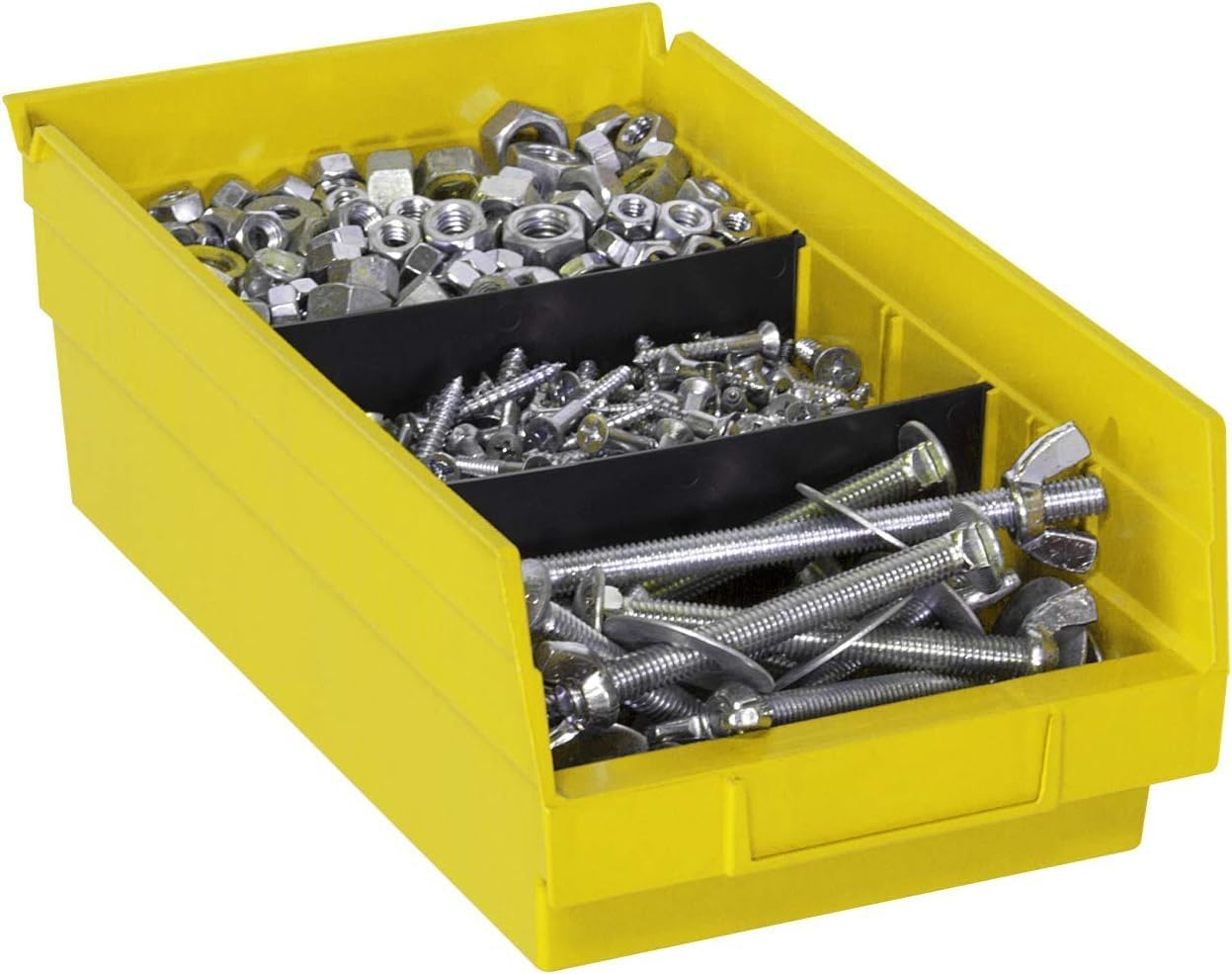 Akro-Mils 30130 Plastic Shelf Bins, Heavy Duty Storage Bins for Garage, Closet, and Drawer Organization, 12-Inch x 6-1/2-Inch x 4-Inch, Yellow, 12-Pack