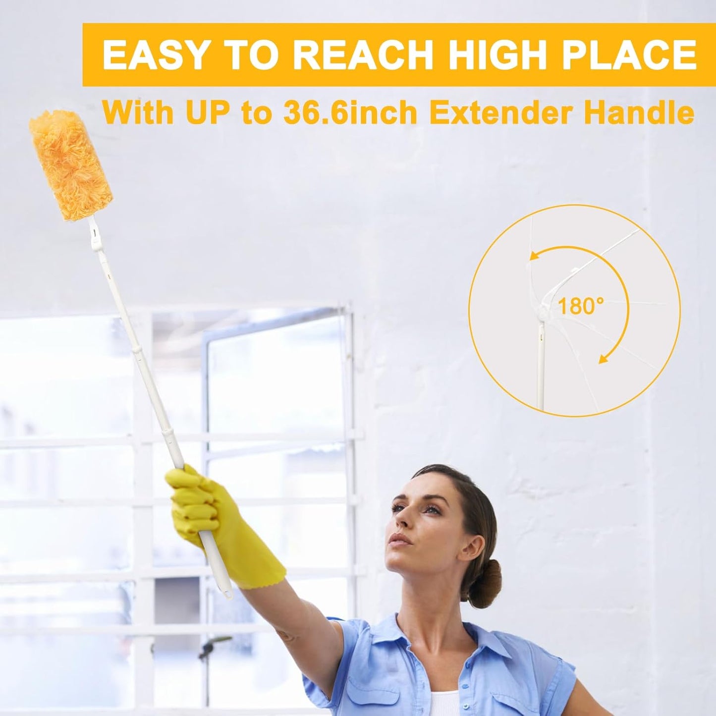 KeFanta 360ยฐ Heavy Duty Duster Refills Compatible with Swiffer Duster, Disposable Dusting Kit for Cleaning, 1 Extended Handle, 1 Short Handle, 30 Refills