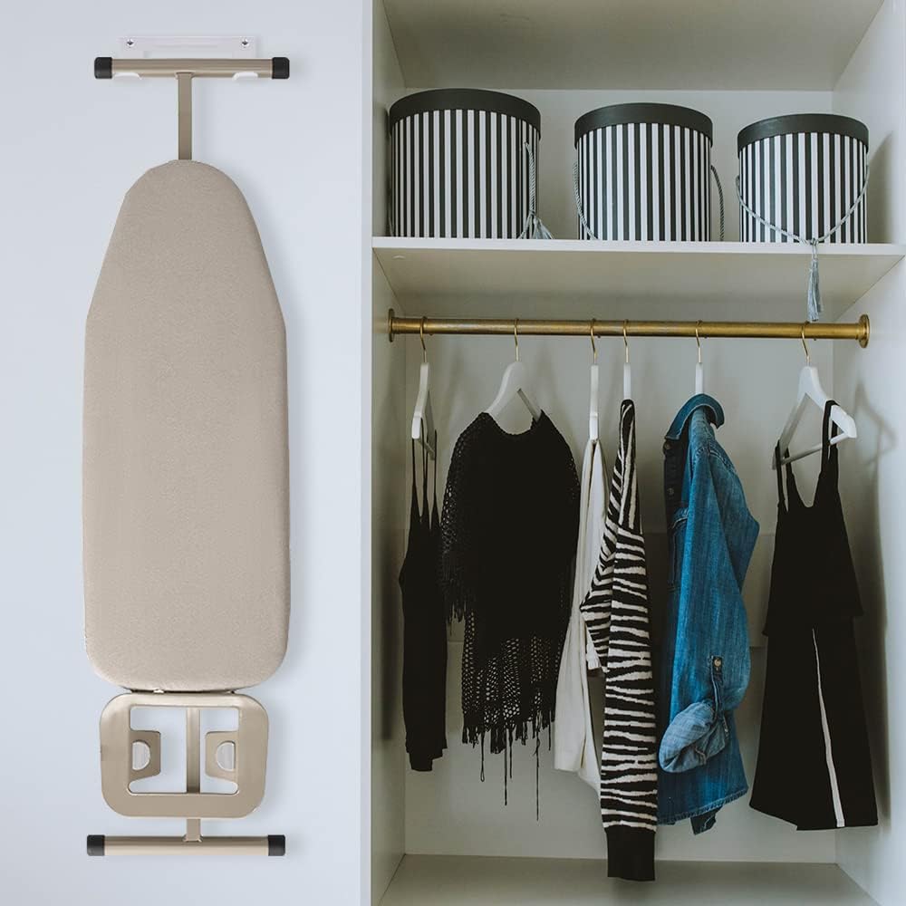 Ironing Board Hanger Wall Mount Ironing Board Holder Organizer Wall Rack for Laundry Rooms Storage Rack Hanging Shelf Hanger (White)