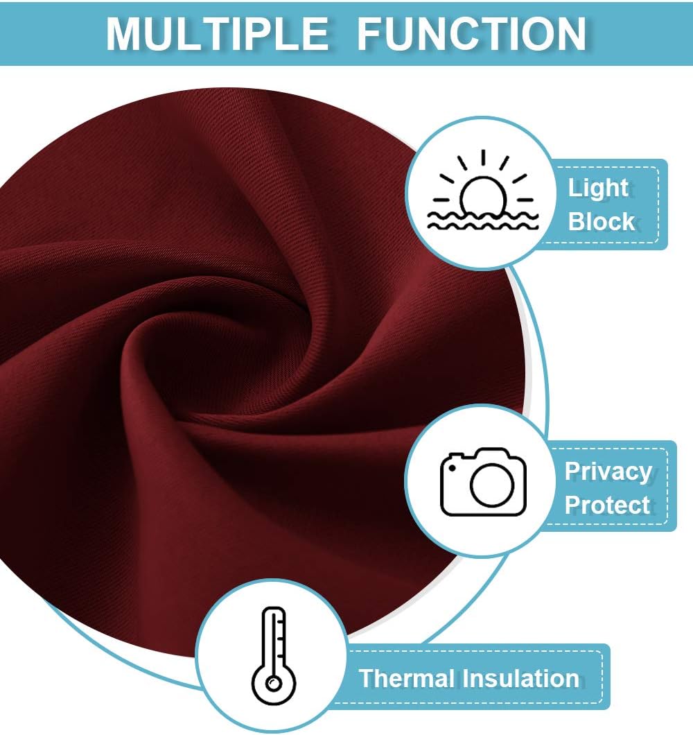 RYB HOME Kitchen Curtains 45 inch Length 2 Panels Set, Privacy Assured Drapes Room Darkening Small Window Treatment for Cafe Bathroom, W34 x L45 inch, Burgundy Red