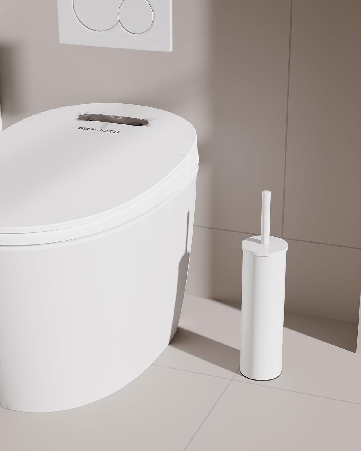 Toilet Brush and Holder Set, 2 Pack Stainless Steel Toilet Bowl Brush with Lid, Rust Proof Toilet Cleaner Brush with Caddy, Durable Bristles, Splash Proof, Ideal for Bathroom(White)