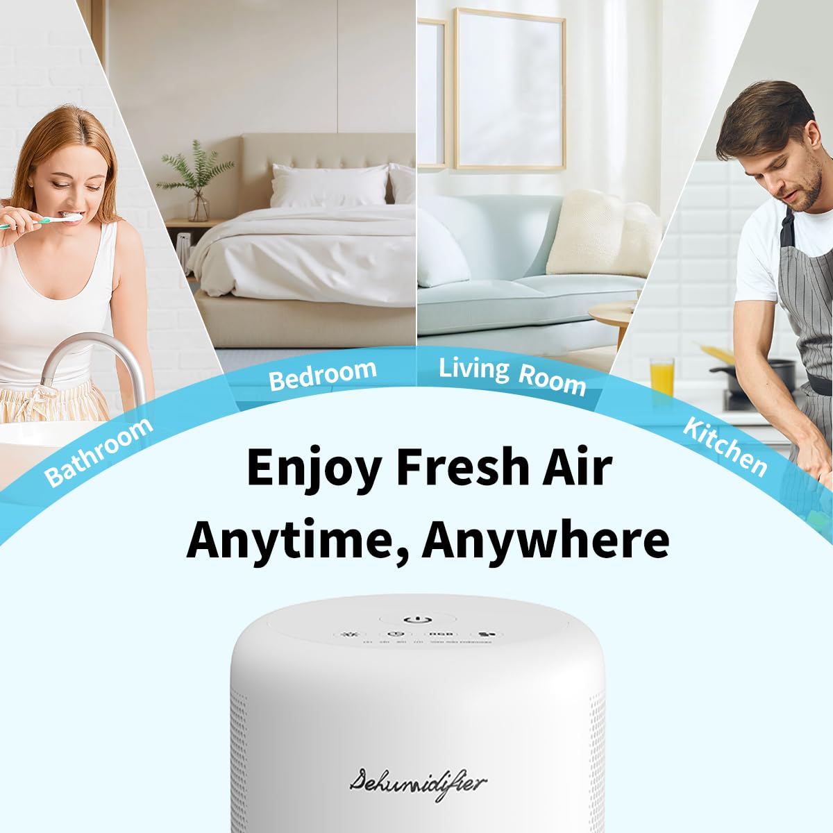 NeedDuck Dehumidifier for Home Small Quiet Dehumidifiers for 44OZ Water Tank Auto Defrost and