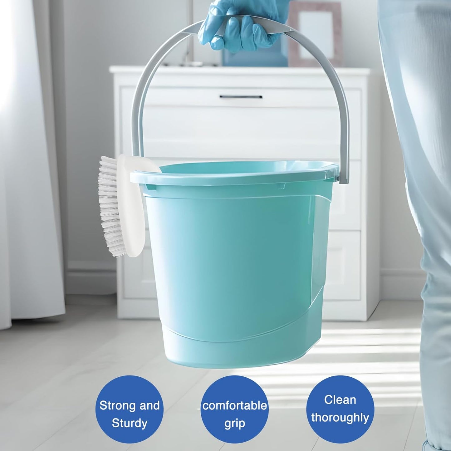 Scrub Brushes for Cleaning Bathtub Scrubber Heavy Duty Scrub Brush with Handle Stiff Bristle Cleaning Brush for Shower, Kitchen, Sink, Bathroom, Floor