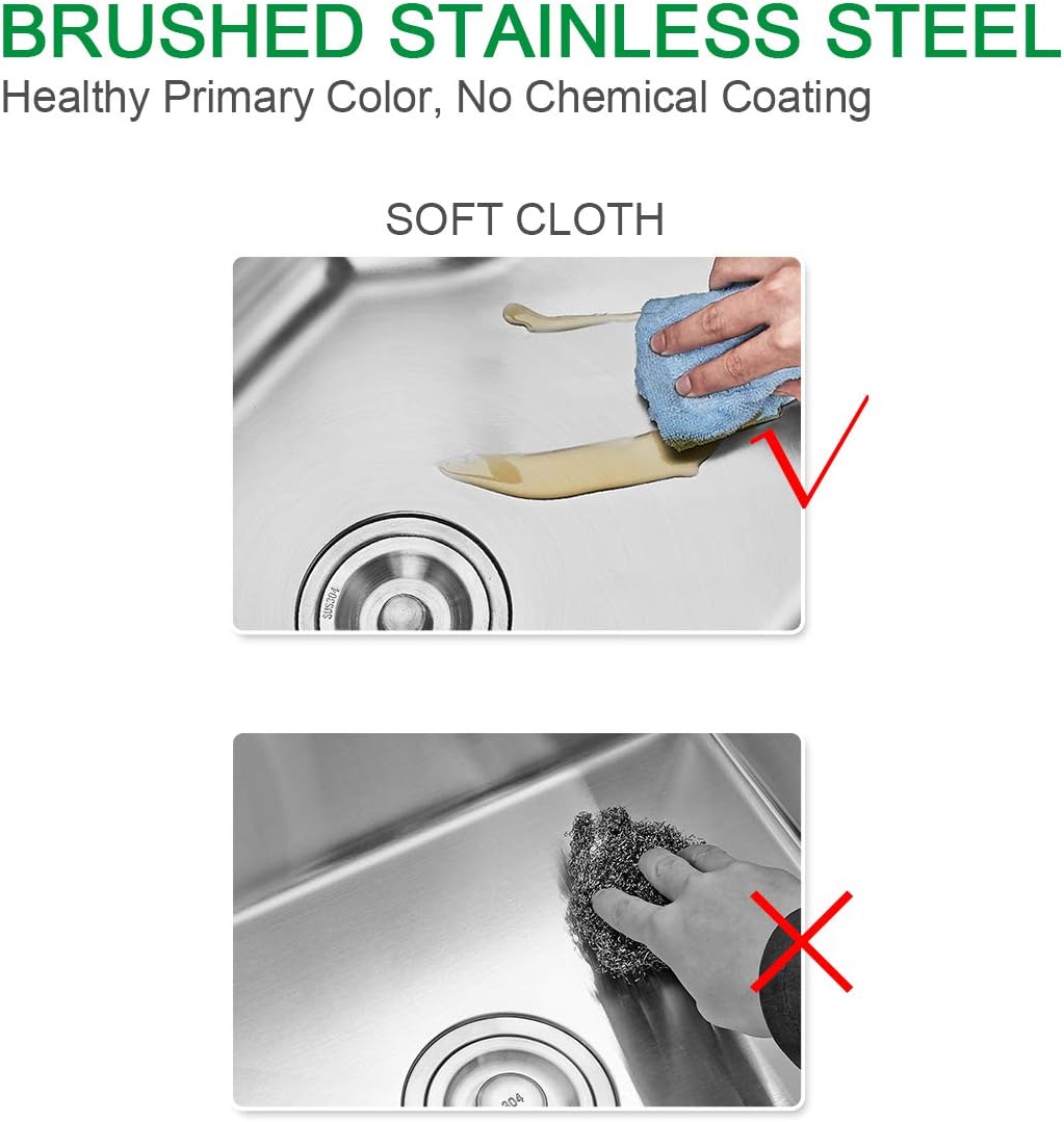 20x16x9 Inch Drop in Kitchen Sink, Handmade 304 Stainless Steel Single Bowl with 2 Holes, R10 Tight Radius, Topmount Installation, for Modern Kitchen/RV Sink, Brushed