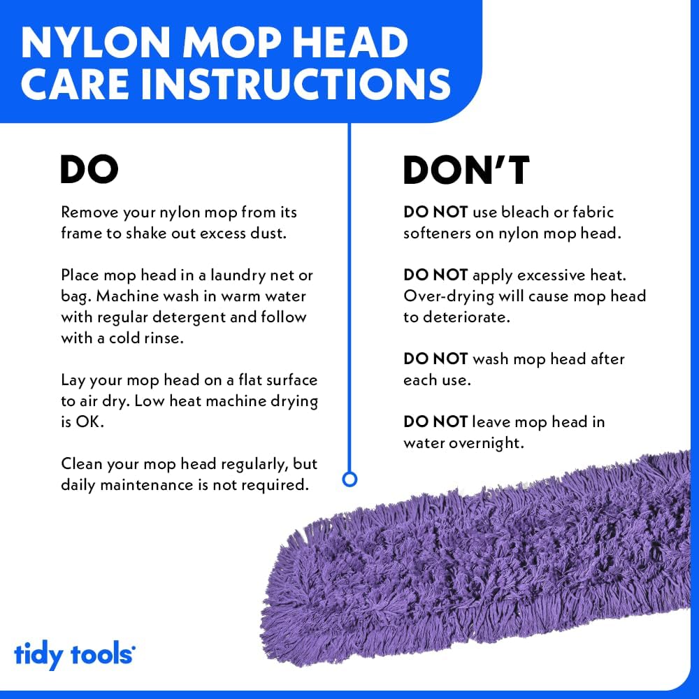 Commercial Dust Mop Replacement Head – 48 x 5 in. Cotton Nylon Reusable Mop Head – Industrial Dust Mop Refill for Floor Cleaning & Janitorial Supplies, Purple