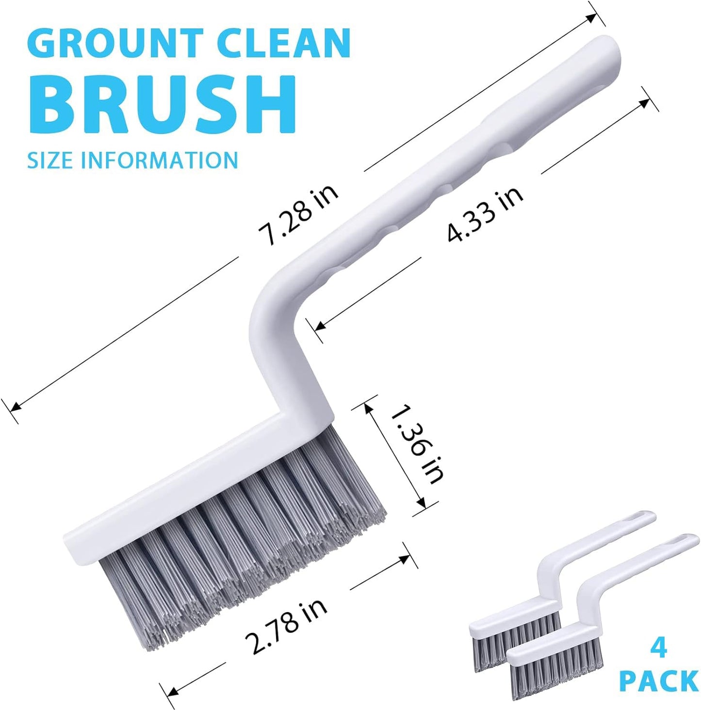 Lumkew Grout Brush Cleaning, 4 Pcs Grout Cleaner Scrubber for Tile Floors