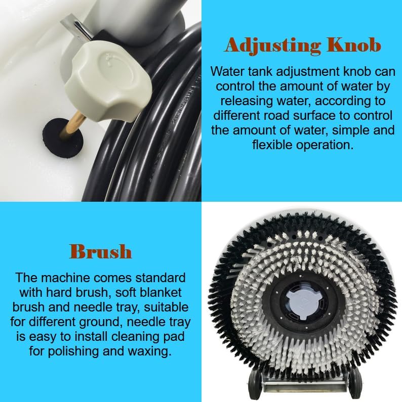 Floor Scrubber Buffer Polisher Commercial Floor Scrubber Machine 18" Tile Floor Cleaning and Polishing Machine 110V 1100W