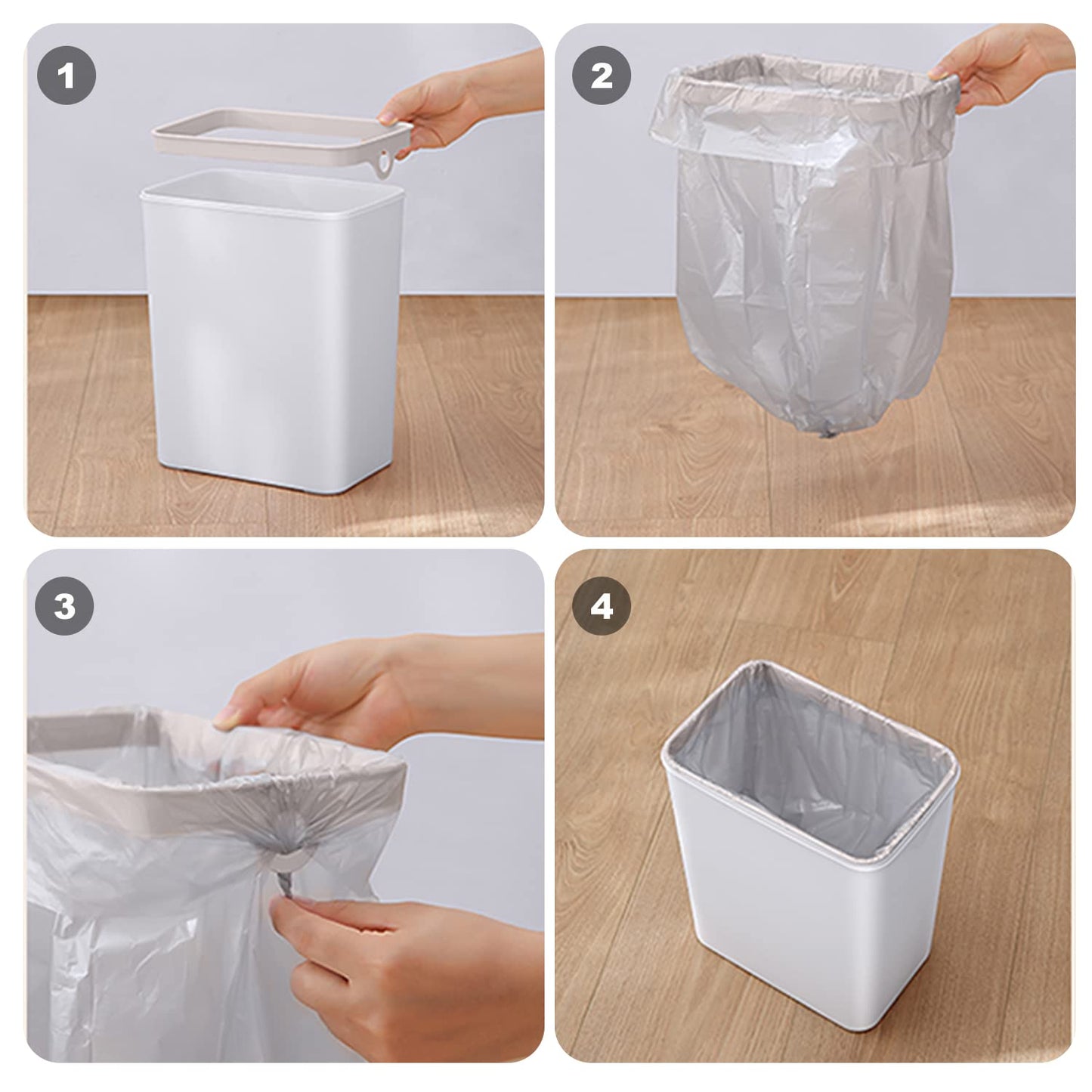 Yatmung 2 Pack - 2.5 Gallon Smart Trash Can Sensor Motion Slim Touchless Bathroom Trash Can - Skinny Trash Bin with Lid - Electric, Narrow, Plastic, Auto Open - Small Automatic Garbage Can (White)