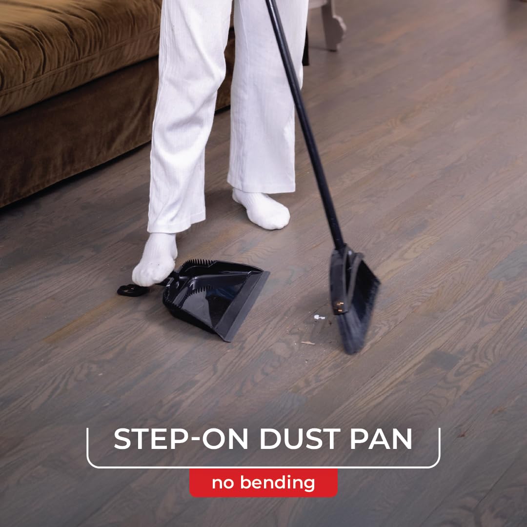 O-Cedar Strong Sweep Broom and Dustpan Set with Detail Brush | Indoor Outdoor Heavy Duty Stiff