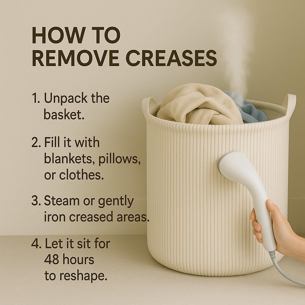 PUTSKA Blanket Basket – Round Storage for Toys and Blankets, Clothes, Stuffed Animals – Soft Baby Girl Basket for Nursery, Kids Room, Bedroom, Living Room – Large, Cream