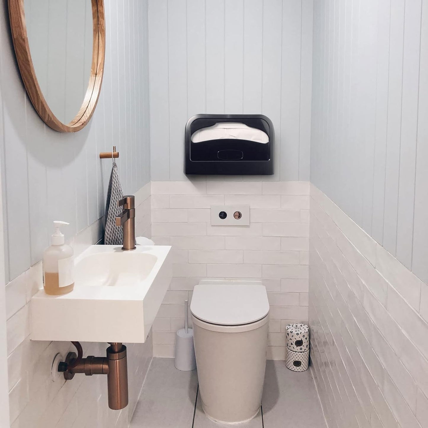 EZbrnd Wall Mount Half-Fold Toilet Seat Cover Dispenser for Commercial/Washroom/Office, Seat Cover Paper Sold Separately, Black, 3100B-EZ