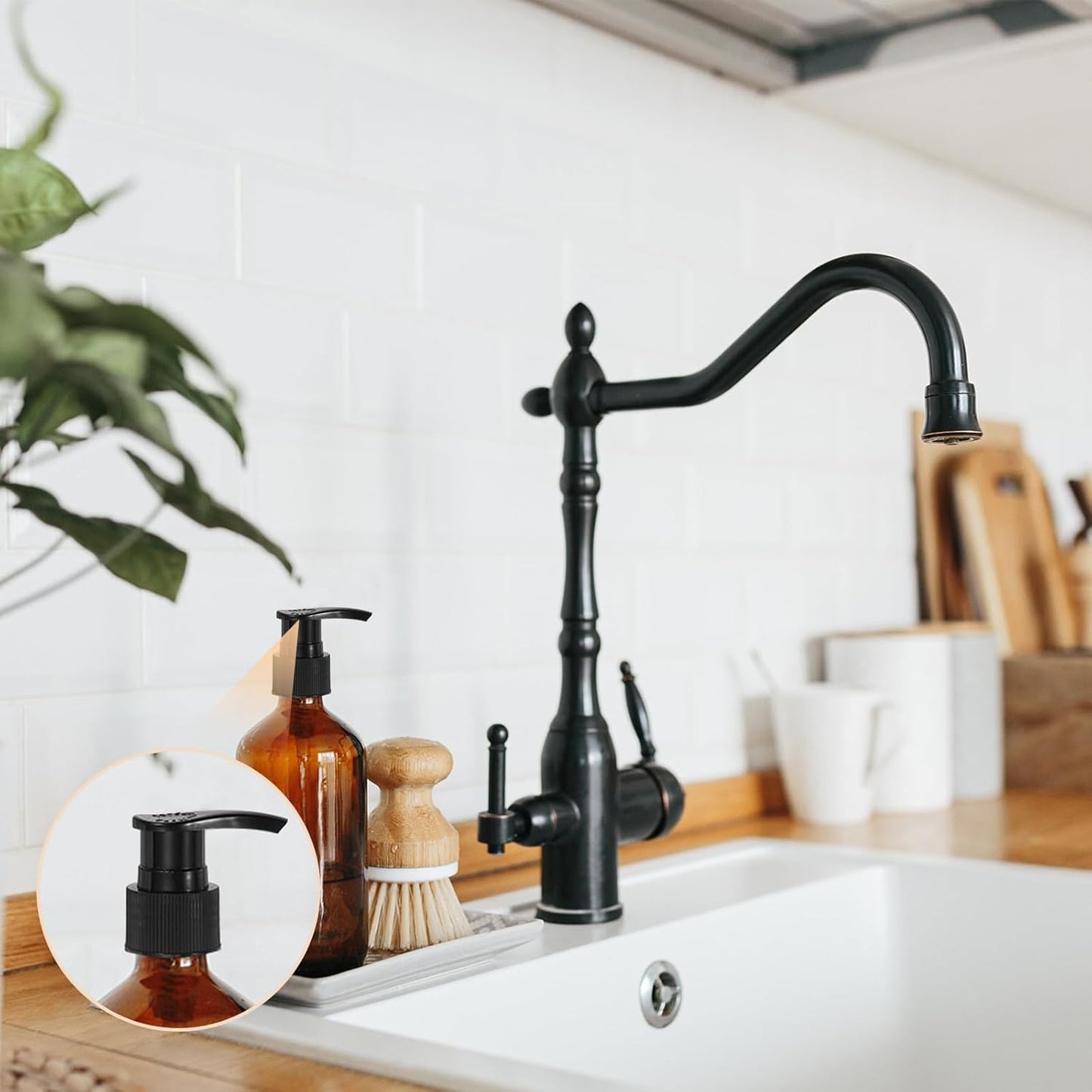 uxcell 16 Pcs Soap Dispenser Pump Heads Soap Dispensers Top Pumps Replacement Switch Pumphead for Standard 24/419 Neck Size Lotion Shampoo Bottle, Black