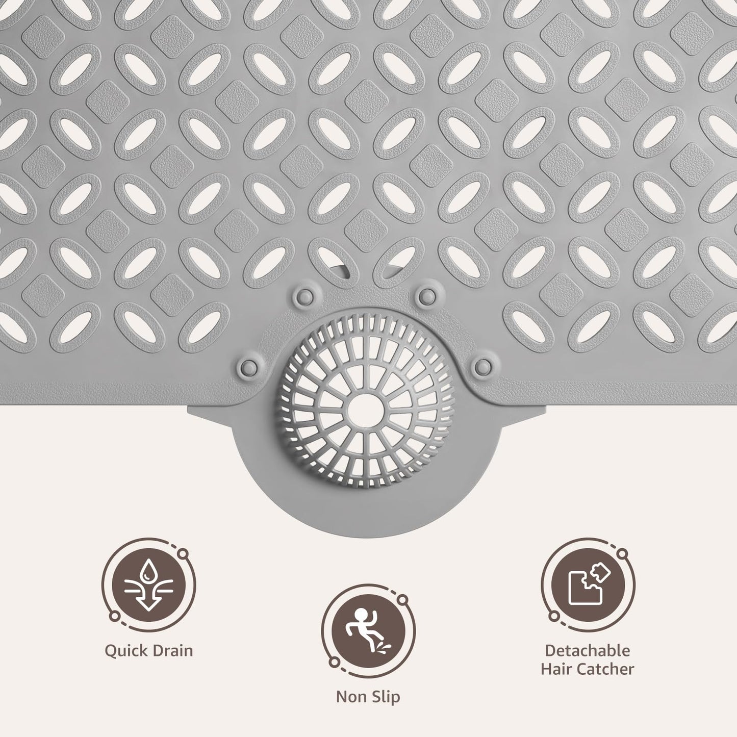 OTHWAY Bath Mat for Tub Non Slip: 39" X 17" Long Bathtub Mat with Hair Catcher│Big Drain Holes